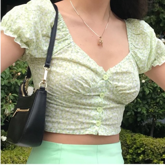 PRINCESS POLLY Laguna Floral Top in Green Size 8 - Picture 7 of 10